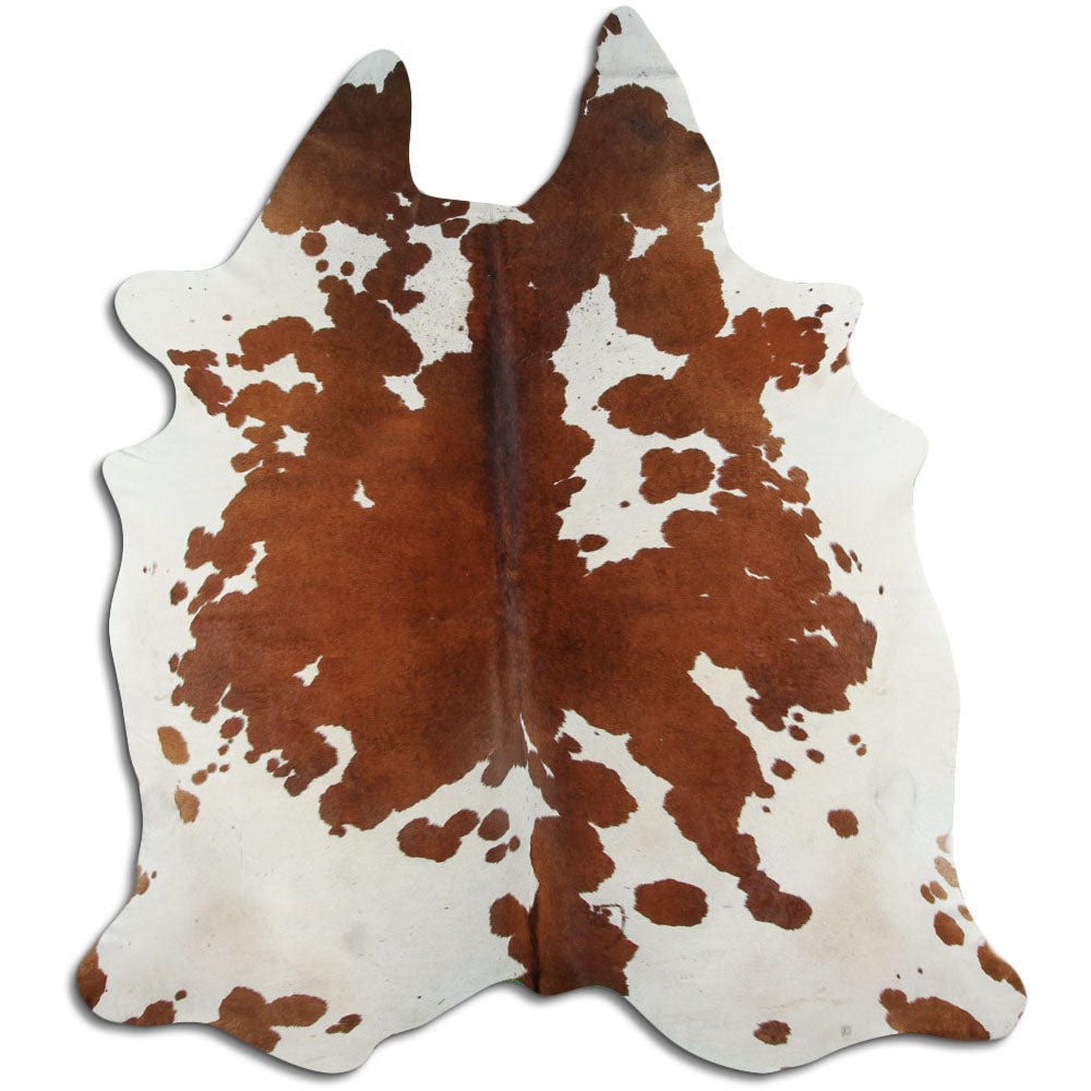 Brūns/balts govs ādas mētelis XL 