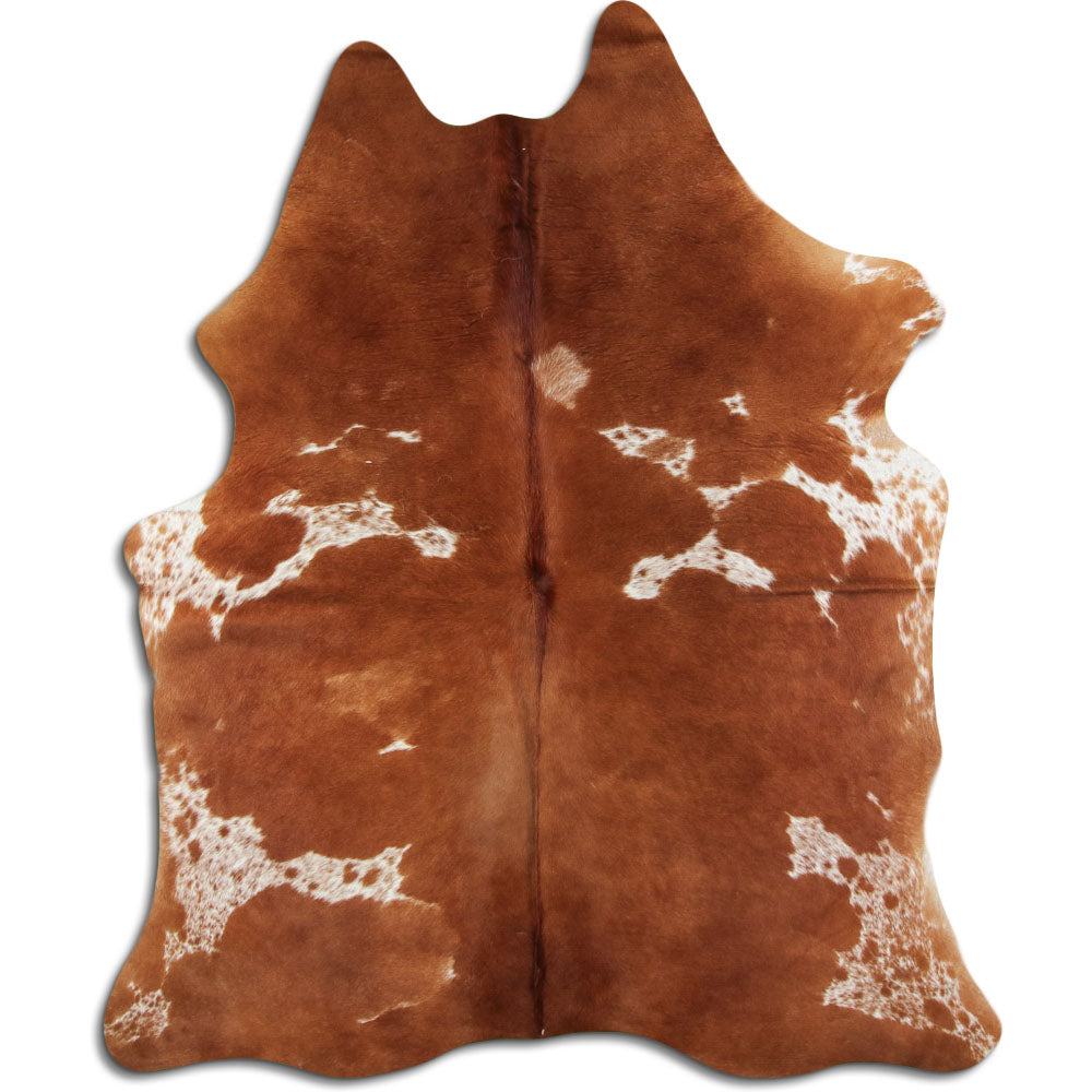 Brūns/balts govs ādas mētelis XL 